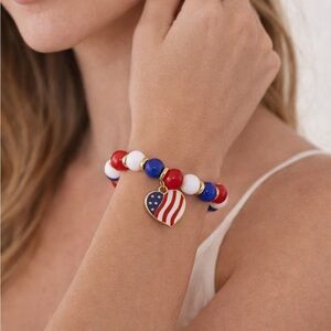 Patriotic Heart Charm Bracelet